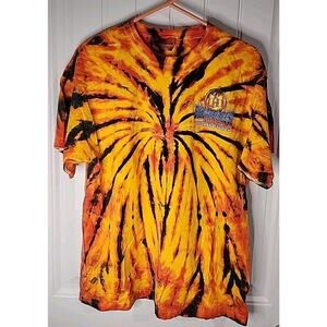 Daytona Beach Biketoberfest Bike Week Orange Tie-Dye Graphic T Shirt Large 2008